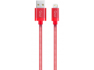 Cablu Date si Incarcare USB la Lightning Goui Metallic, 1 m, Rosu G-LC8PIN-02R