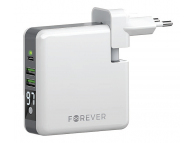 Baterie Externa Powerbank Forever Core Travel, 6700 mA, 1 X USB Tip-C - 2 X USB - Wireless, Afisaj Led, Alb