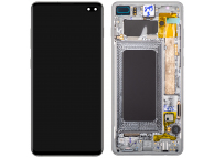 Display cu Touchscreen Samsung Galaxy S10+ G975, cu Rama, Alb (Ceramic White), Service Pack GH82-18834J