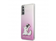 Husa Plastic Karl Lagerfeld Choupette Fun pentru Samsung Galaxy S21+ 5G, Roz KLHCS21MCFNRCPI