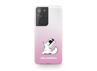 Husa Plastic Karl Lagerfeld Choupette Fun pentru Samsung Galaxy S21 Ultra 5G, Roz KLHCS21LCFNRCPI