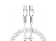 Cablu Date si Incarcare USB-C - USB-C Baseus Cafule, 100W, 1m, Alb CATJK-C02