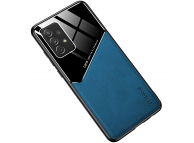 Husa Piele OEM LENS pentru Samsung Galaxy S21+ 5G, cu spate din sticla, Bleumarin 