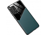 Husa Piele OEM LENS pentru Samsung Galaxy A72 4G / Samsung Galaxy A72 5G, cu spate din sticla, Verde 