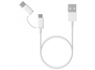 Cablu Date si Incarcare USB la USB Type-C / MicroUSB Xiaomi, 0.3 m, 2in1, Alb SJV4083TY 