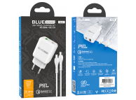 Incarcator Retea cu cablu Lightning BLUE Power BLN5, Quick Charge, 20W, 1 X USB - 1 X USB Tip-C, Alb 