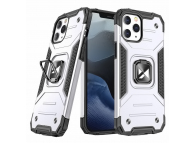 Husa pentru Apple iPhone 13 Pro, WZK, Ring Tough Armor Kickstand, Argintie