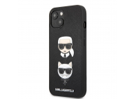 Husa Karl Lagerfeld Saffiano K&C Heads pentru Apple iPhone 13 mini, Neagra KLHCP13SSAKICKCBK 