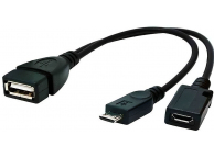 Adaptor OTG USB la 2 X MICRO USB-B (T + M) Gembird, Negru A-OTG-AFBM-04 