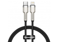 Cablu Date si Incarcare USB Type-C la Lightning Baseus Cafule Series Metal, 0.25 m, PD 20W, Negru CATLJK-01 
