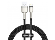 Cablu Date si Incarcare USB la Lightning Baseus Cafule Series Metal, 1 m, 2.4A, Negru CALJK-A01 