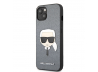 Husa Piele Karl Lagerfeld Saffiano Karl Head pentru Apple iPhone 13 mini, Argintie KLHCP13SSAKHSL 
