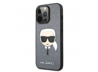 Husa Piele Ecologica Karl Lagerfeld Saffiano Karl Head pentru Apple iPhone 13 Pro, Argintie KLHCP13LSAKHSL 