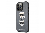 Husa Piele Karl Lagerfeld Saffiano K&C Heads pentru Apple iPhone 13 Pro Max, Argintie KLHCP13XSAKICKCSL 