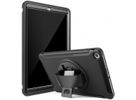 Husa Tableta Plastic - TPU OEM pentru Samsung Galaxy Tab A 10.1 (2019), Rotativ 360, Cu Suport si Banda, Neagra 