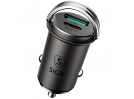 Incarcator Auto USB SiGN Mini, Quick Charge, 20W, 1 X USB - 1 X USB Tip-C, Negru SN-A45 