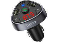 Modulator FM Bluetooth HOCO E51 Road treasure, Buton Apel, 2 x USB - 1 x USB Type-C, 18W, Negru 