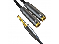 Adaptor Audio 3.5 mm la 3.5 mm XO Design NB-R197, 0.23 m, TRRS Tata - 2 x TRRS Mama, Negru 