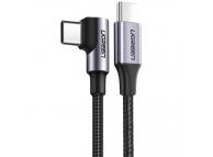Cablu Date si Incarcare USB Type-C la USB Type-C UGREEN US255, Angled 90, 2 m, PD/QC, 60W / 3A, Gri 