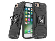 Husa Plastic - TPU WZK Ring Tough Armor Kickstand pentru Apple iPhone SE (2022) / Apple iPhone SE (2020) / Apple iPhone 8 / Apple iPhone 7, Neagra 