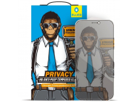 Folie Protectie Ecran Mr. Monkey Glass pentru Apple iPhone 13 Pro, Sticla securizata, Full Face, Full Glue, 5D, Strong Privacy, Neagra 