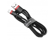 Cablu Date si Incarcare USB la Lightning Baseus Cafule, 0.5 m, 2.4A, Negru Rosu CALKLF-A19 