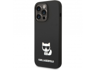 Husa TPU Karl Lagerfeld Liquid Silicone pentru Apple iPhone 14 Pro Max, Choupette, Neagra KLHCP14XSLCTBK 