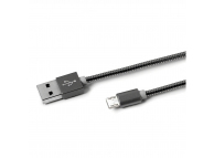 Cablu Date si Incarcare USB la MicroUSB Celly Metalic, 1 m, Gri USBMICROSNAKEDS
