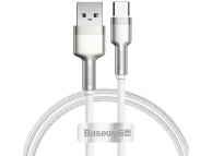 Cablu Date si Incarcare USB-A - USB-C Baseus Cafule Braided, 66W, 1m, Alb CAKF000102
