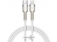 Cablu Date si Incarcare USB-C - Lightning Baseus Cafule Metal Series, 20W, 1m, Alb CATLJK-A02