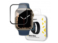 Folie Protectie WZK pentru Apple Watch Series 7 / 8 45mm, Sticla Flexibila, Neagra