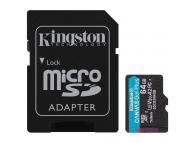 Card Memorie microSDXC Kingston Canvas Go Plus, 64Gb, Clasa 10 / UHS-1 U3, cu Adaptor SDCG3/64GB
