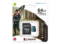 Card Memorie microSDXC Kingston Canvas Go Plus, 64Gb, Clasa 10 / UHS-1 U3, cu Adaptor SDCG3/64GB