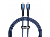 Cablu Date si Incarcare USB-C - USB-C Baseus Glimmer Series, 100W, 1m, Albastru CADH000703 
