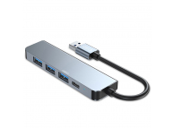 Hub USB Tech-Protect V0, 3 x USB-A 3.0 - 1 x USB-A - 1 x USB-C, Gri