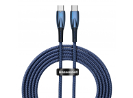 Cablu Date si Incarcare USB-C - USB-C Baseus Glimmer Series, 100W, 2m, Albastru CADH000803 