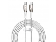 Cablu Date si Incarcare USB-C - USB-C Baseus Glimmer Series, 100W, 2m, Alb CADH000802 