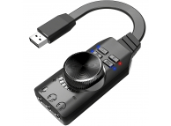 Placa de sunet USB Plextone GS3, 3 x Jack 3.5mm, Negru 