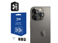 Folie de protectie Camera spate 3MK pentru Apple iPhone 15 Pro, Sticla Securizata, Neagra 