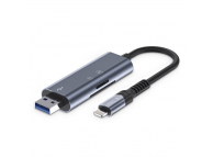 Cititor Card USB / Lightning Tech-Protect Ultraboost, SD - microSD, Gri