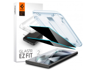 Folie de protectie Ecran Privacy Spigen EZ FIT pentru Samsung Galaxy S24 Ultra S928, Sticla Securizata, Full Glue, Set 2 bucati 