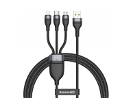 Cablu Incarcare USB-A - Lightning / microUSB / USB-C Baseus Flash Series 3in1, 66W, 1.2m, Negru CA1T3-G1 