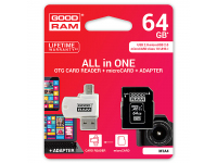 Card memorie GoodRam MicroSDXC 64GB Clasa 10 UHS-1 si cititor card OTG Blister