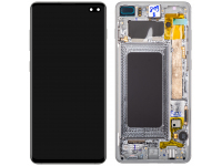Display - Touchscreen Samsung Galaxy S10+ G975, Cu Rama, Argintiu (Prism White) GH82-18849B