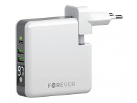 Baterie Externa Powerbank Forever Core Travel, 6700 mA, 1 X USB Tip-C - 2 X USB - Wireless, Afisaj Led, Alb