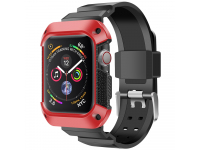 Husa Protectie Ceas OEM Tough pentru Apple Watch Series 4 / 5 / 6 / SE 40mm, Neagra Rosie