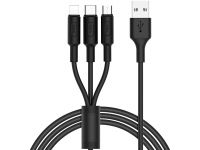 Cablu Incarcare USB-A - Lightning / microUSB / USB-C HOCO Soarer X25, 18W, 1m, Negru