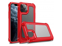Husa Plastic - TPU OEM Carbon Tough Armor pentru Apple iPhone 11 Pro Max, Rosie Transparenta