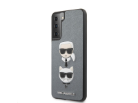 Husa Karl Lagerfeld Saffiano K&C Heads pentru Samsung Galaxy S21+ 5G, Argintie KLHCS21MSAKICKCSL