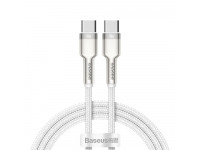 Cablu Date si Incarcare USB-C - USB-C Baseus Cafule Metal Series, 100W, 1m, Alb CATJK-C02